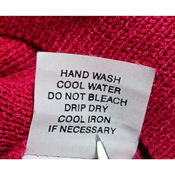 VTG Philippe Marques Sweater Size 10 Hot Pink Gemstone Collared Button Up L/S - Picture 7 of 10